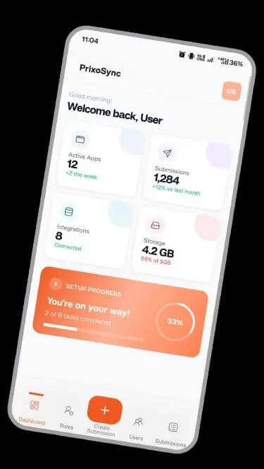 PrixoSync Mobile App Interface